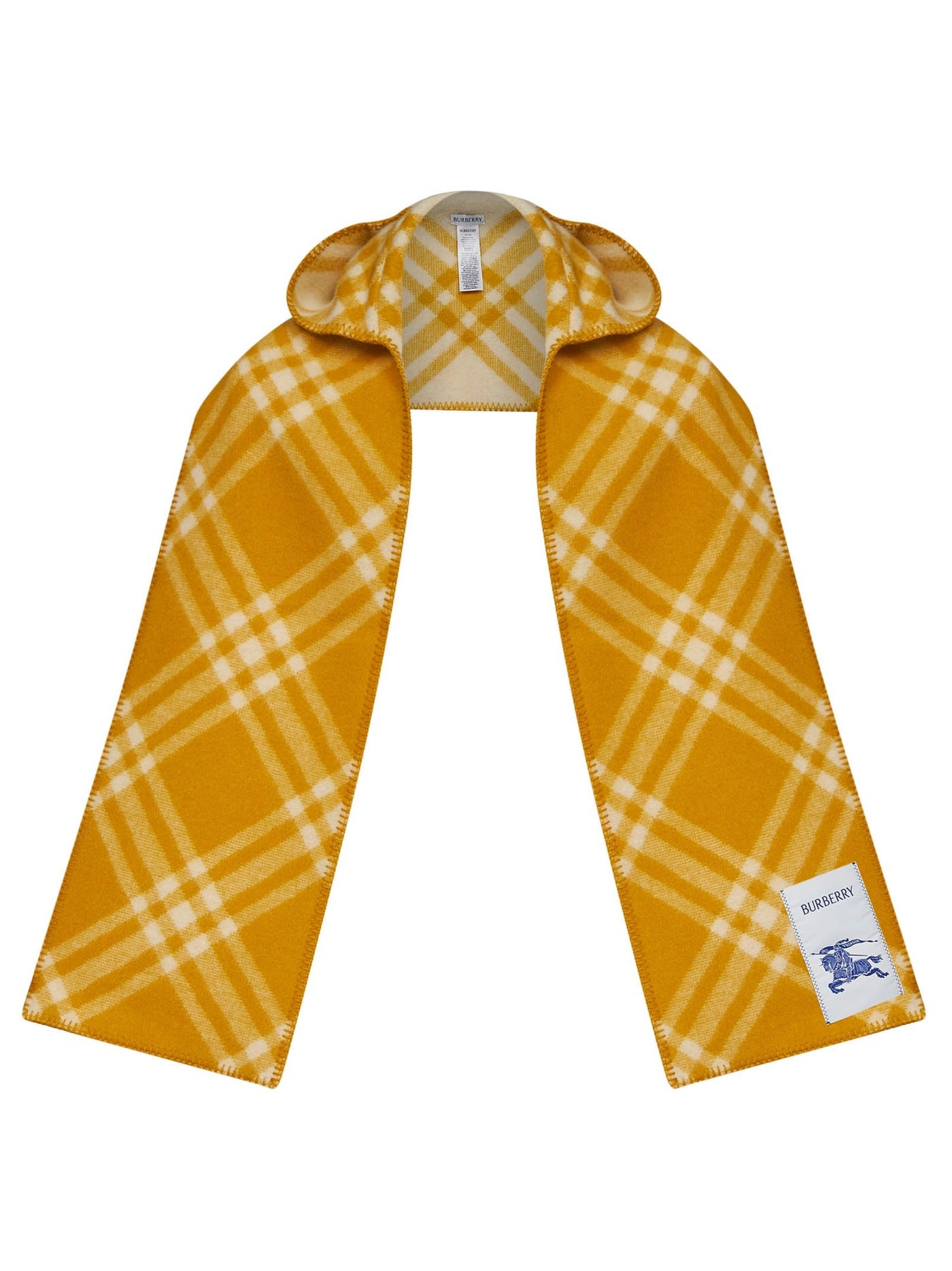 Burberry Hooded Check Wool Scarf — Yellow Scarfs