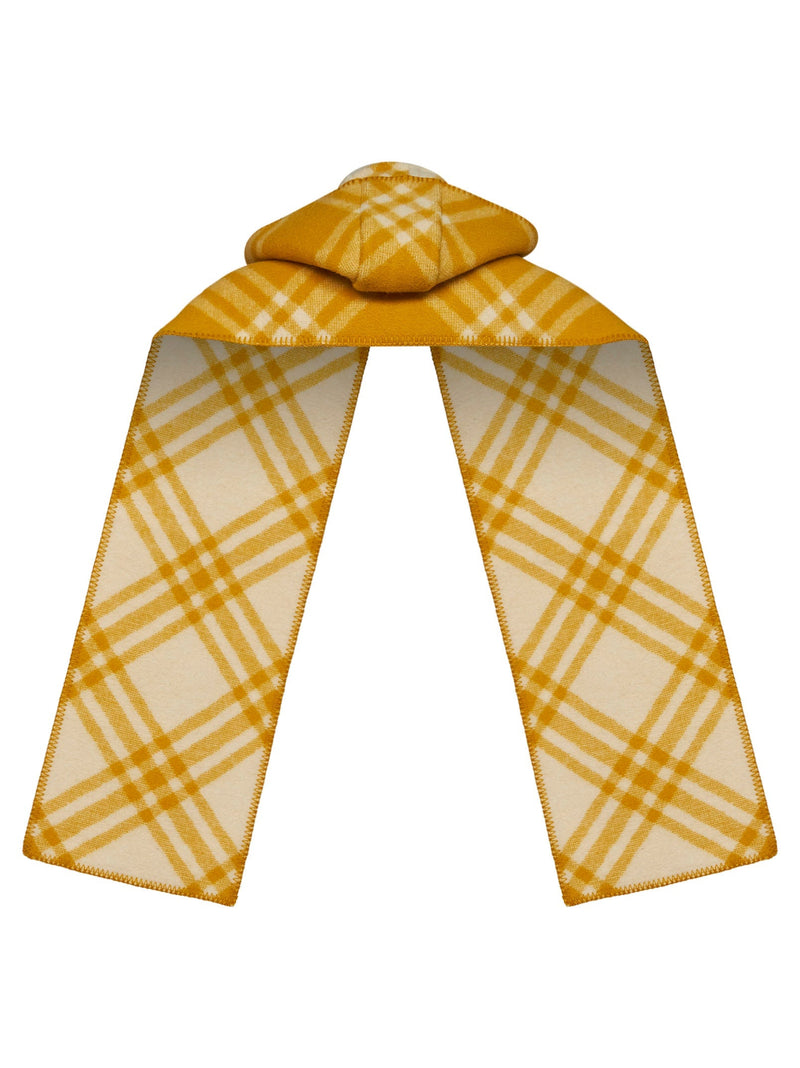 Burberry Hooded Check Wool Scarf — Yellow Scarfs