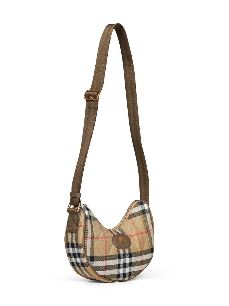 Burberry Quilted Check Crossbody Bag — Beige Polyamide