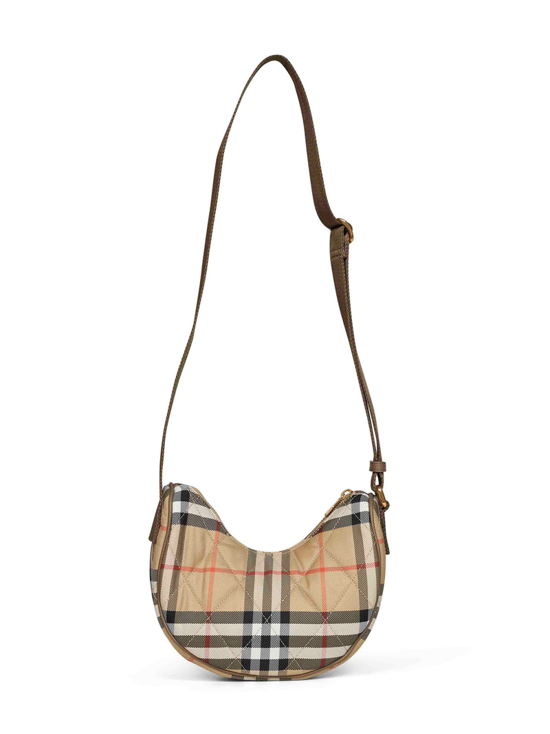 Burberry Quilted Check Crossbody Bag — Beige Polyamide