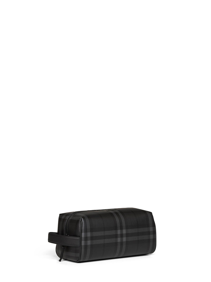 Burberry Check Canvas Toiletry Case — Black Polyurethane Wallets & Cardholders