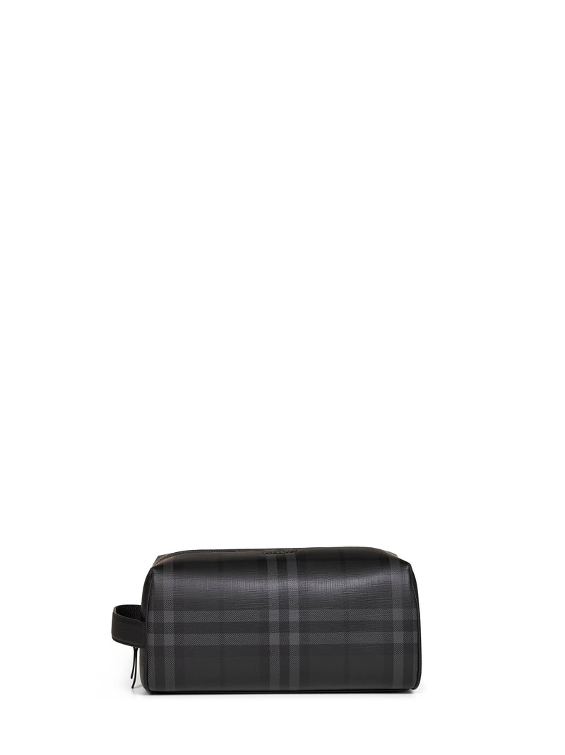 Burberry Check Canvas Toiletry Case — Black Polyurethane Wallets & Cardholders