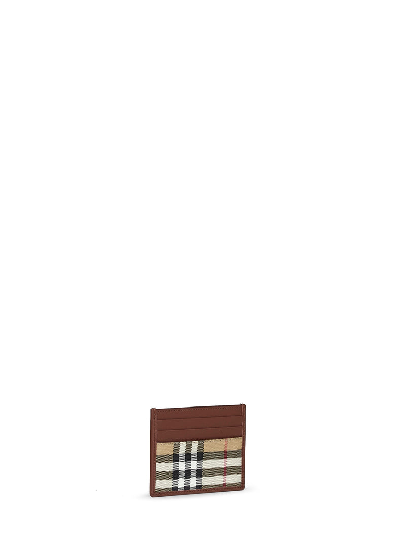 Burberry Check Coated Canvas Card Case — Brown Cotton Wallets & Cardholders