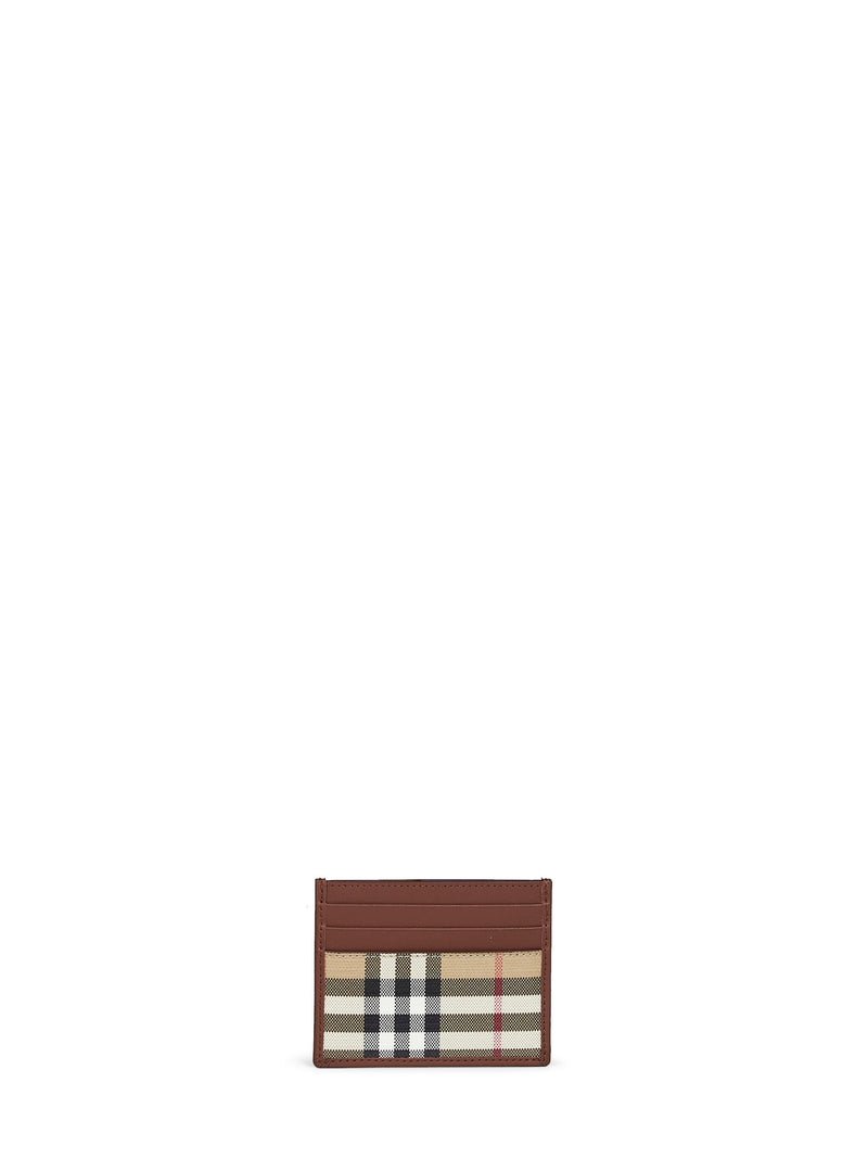 Burberry Check Coated Canvas Card Case — Brown Cotton Wallets & Cardholders