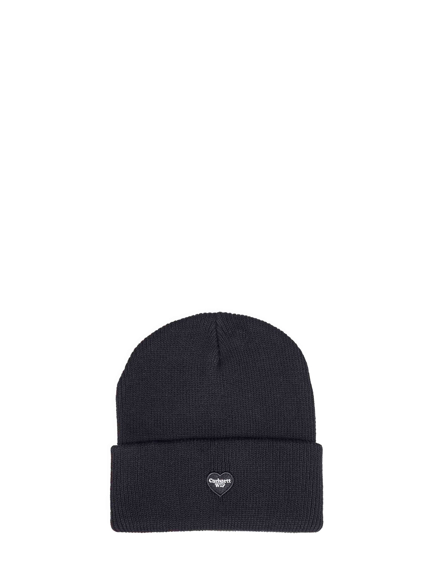 Carhartt Wip I037107-89xx Heart-Patch Ribbed Cotton Beanie — Black Beanies
