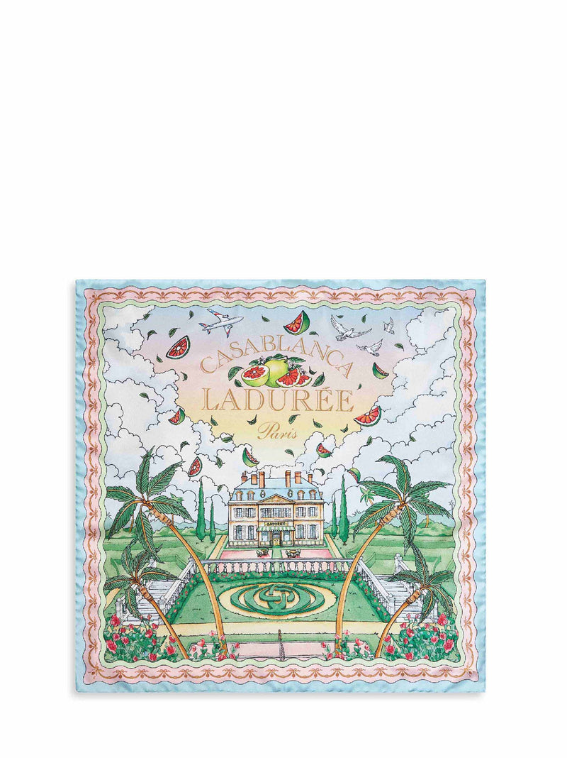 Casablanca Ladurée-Print Silk Scarf — Multicolor Scarfs