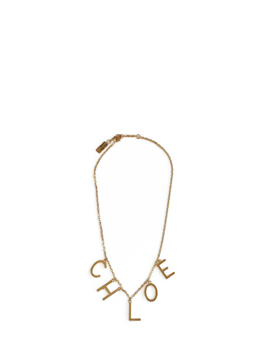 Chloé Letter Charms Necklace — Gold Brass Necklaces