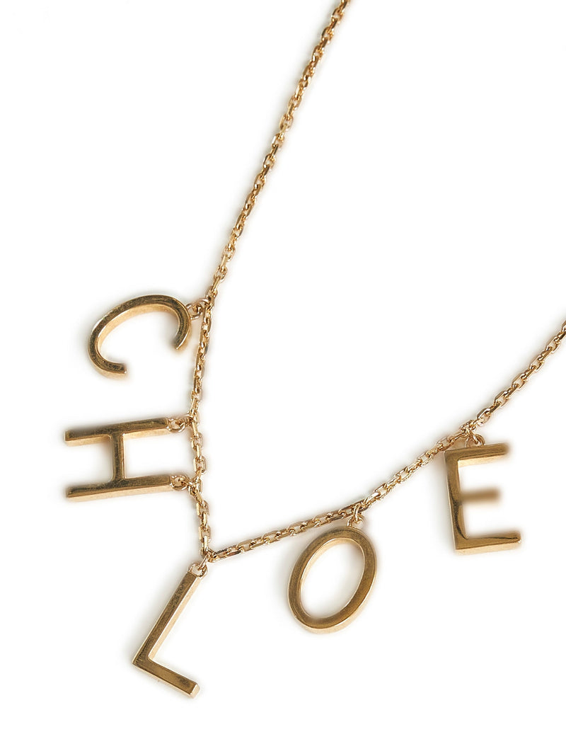 Chloé Letter Charms Necklace — Gold Brass Necklaces