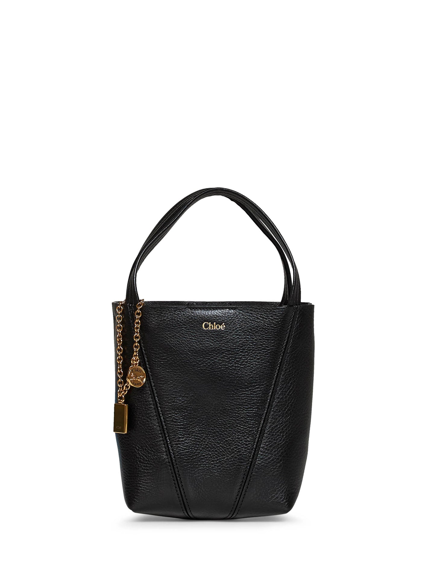 Chloé Spin Shoulder Bag — Black Calf Leather