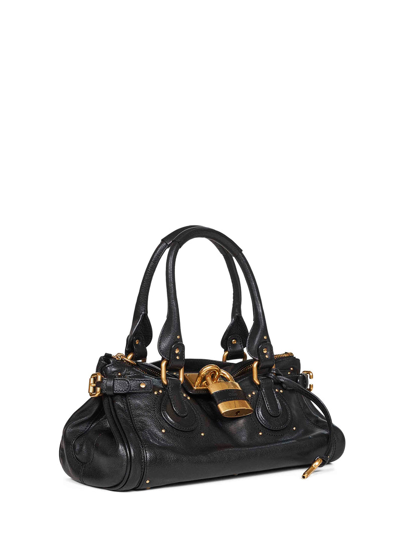 Chloé Paddington Shoulder Bag — Black Calf Leather