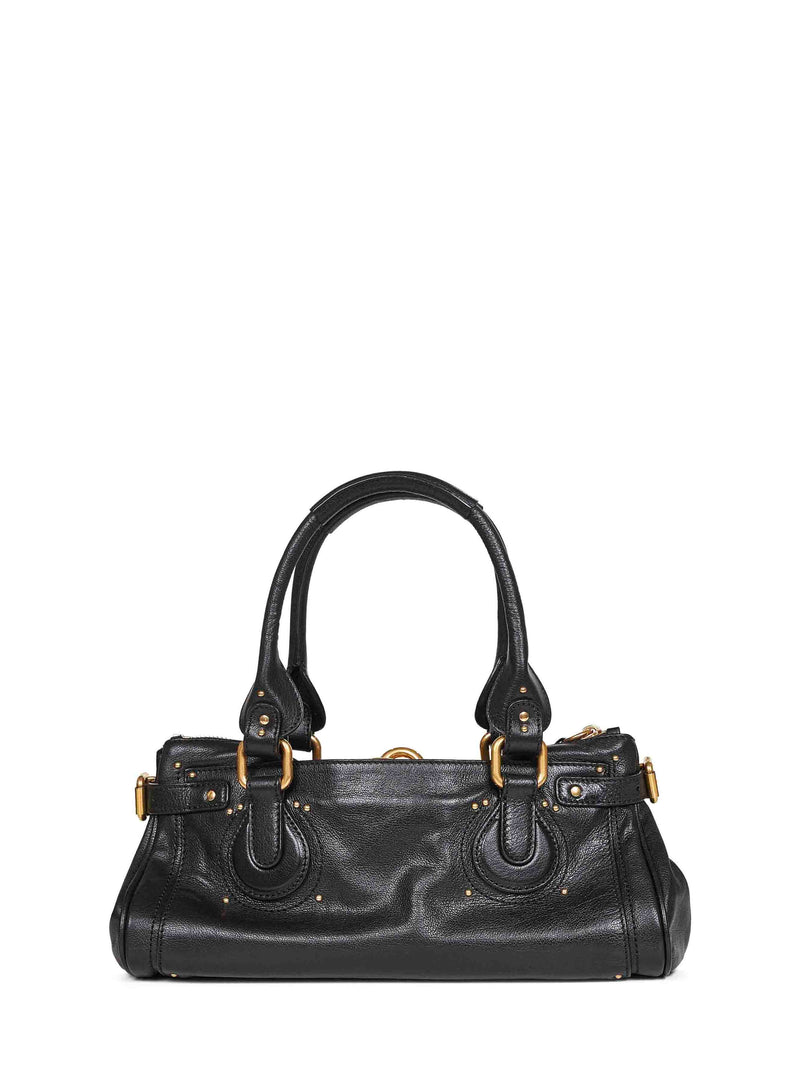 Chloé Paddington Shoulder Bag — Black Calf Leather