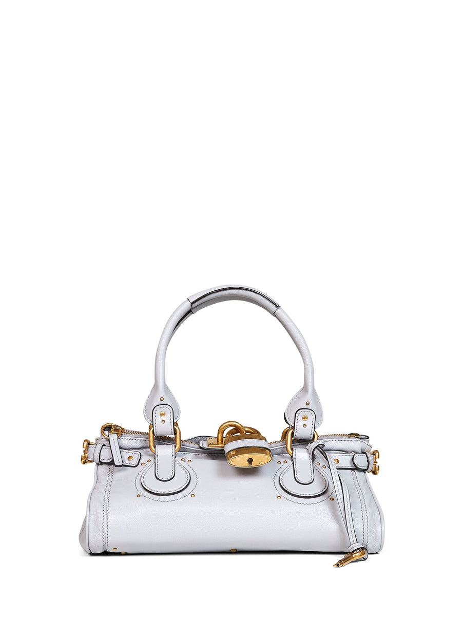 Chloé Paddington Shoulder Bag — White Calf Leather