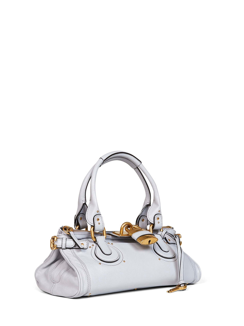 Chloé Paddington Shoulder Bag — White Calf Leather