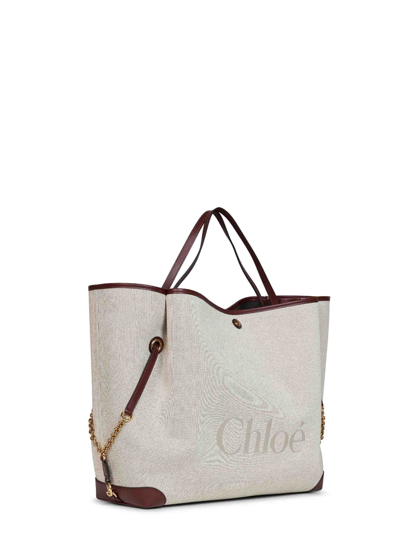 Chloé Clover Shoulder Bag — Brown Cotton