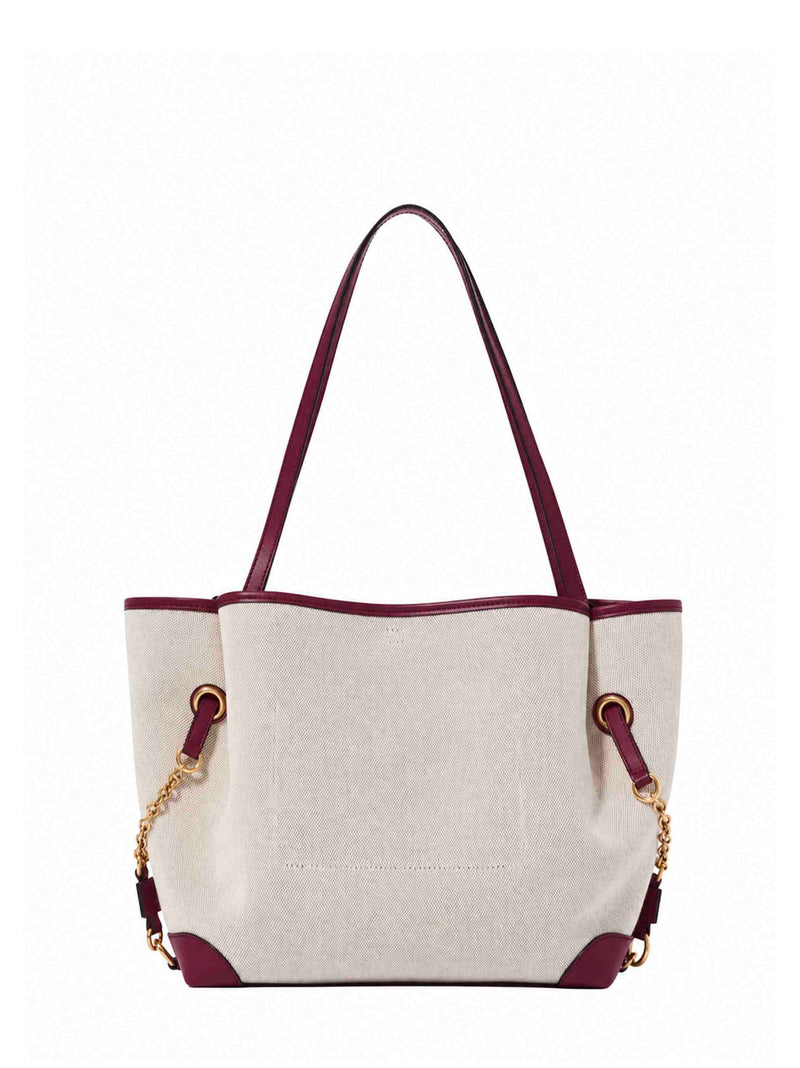 Chloé Canvas And Calfskin Leather Shoulder Bag — Brown Cotton