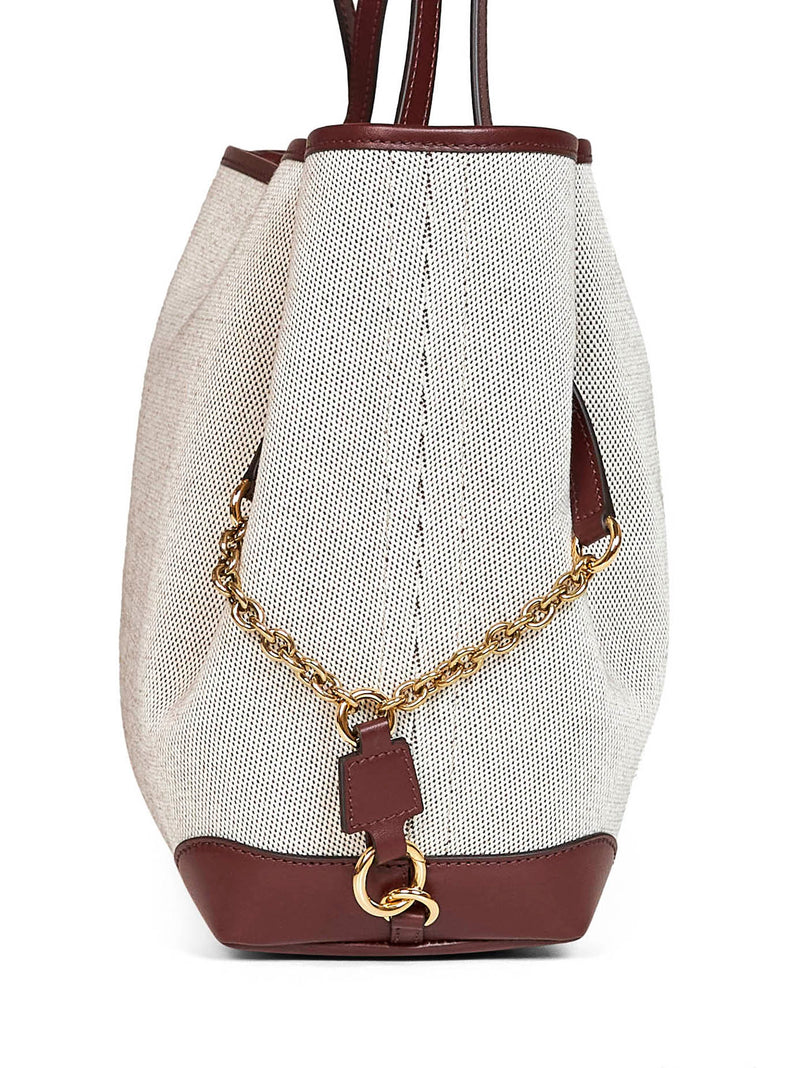 Chloé Canvas And Calfskin Leather Shoulder Bag — Brown Cotton