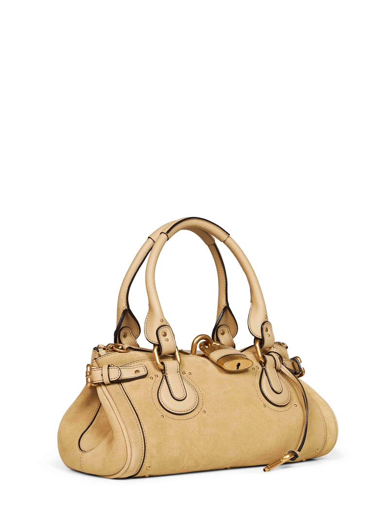 Chloé Paddington Top Handle Bag — Beige Calf Leather