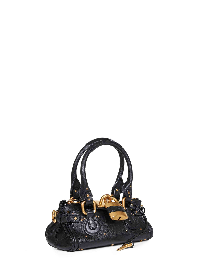 Chloé Paddington Shoulder Bag — Black Buffalo Leather