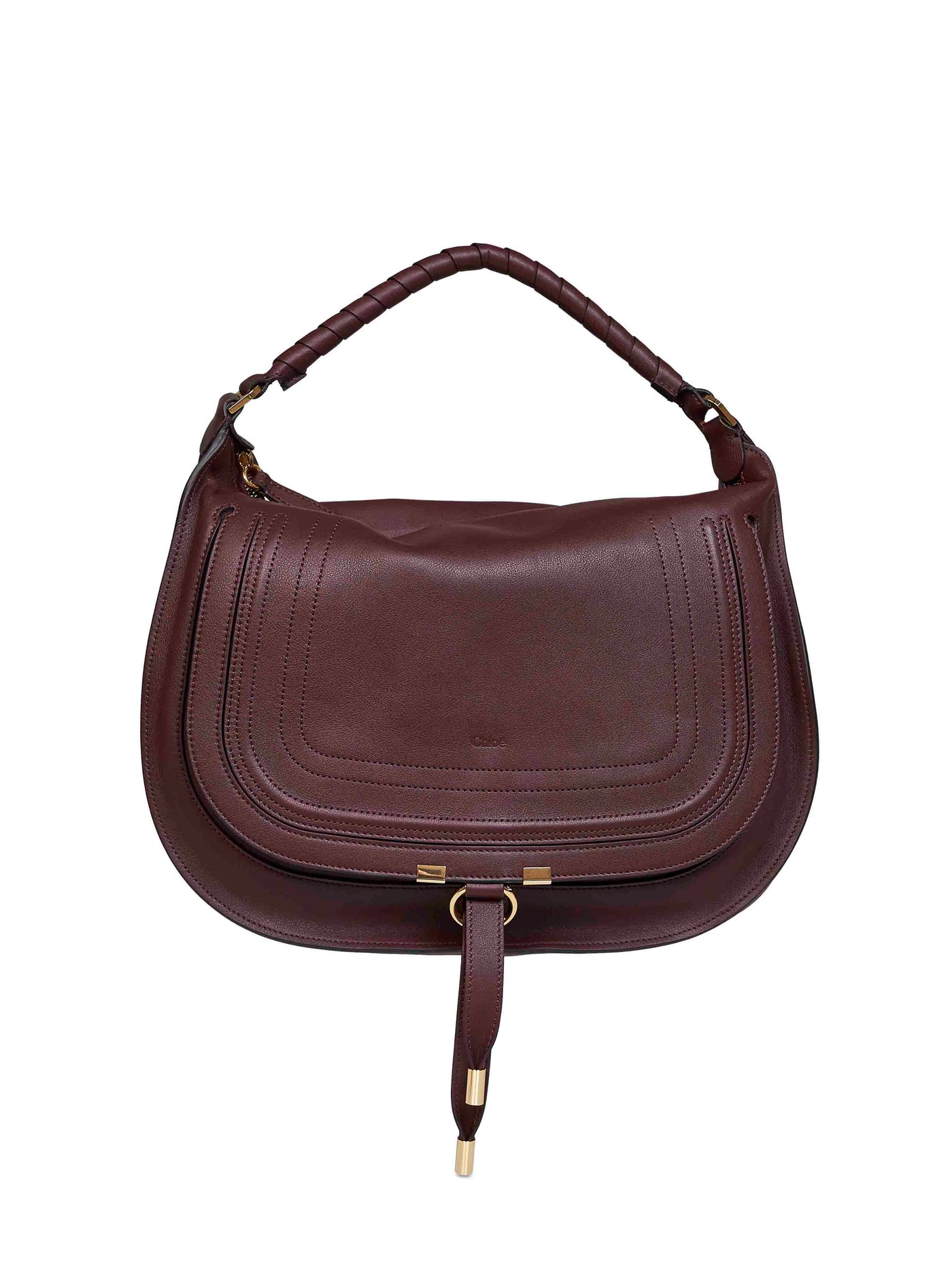Chloé Marcie Shoulder Bag — Burgundy Calf Leather