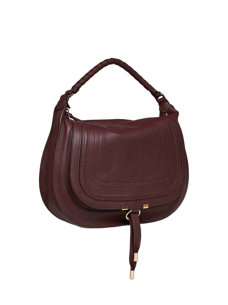 Chloé Marcie Shoulder Bag — Burgundy Calf Leather