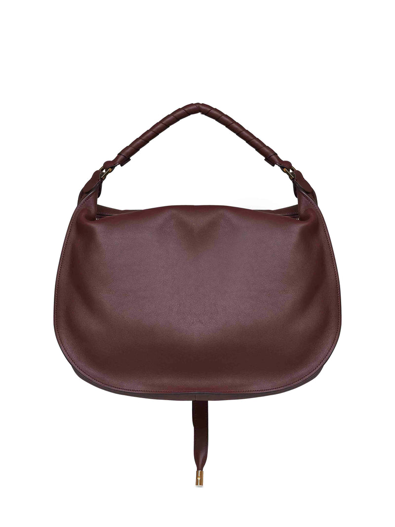 Chloé Marcie Shoulder Bag — Burgundy Calf Leather