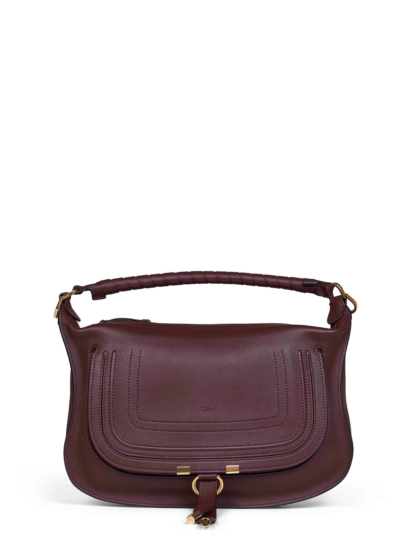 Chloé Marcie Shoulder Bag — Burgundy Calf Leather