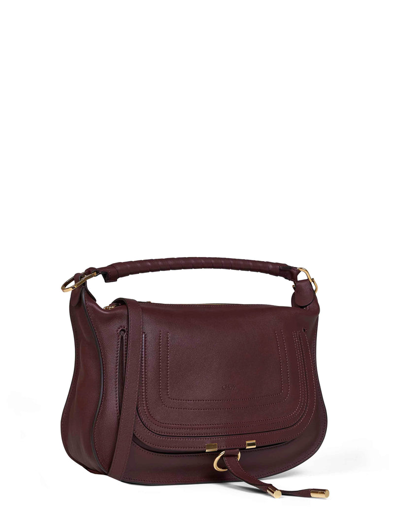 Chloé Marcie Shoulder Bag — Burgundy Calf Leather