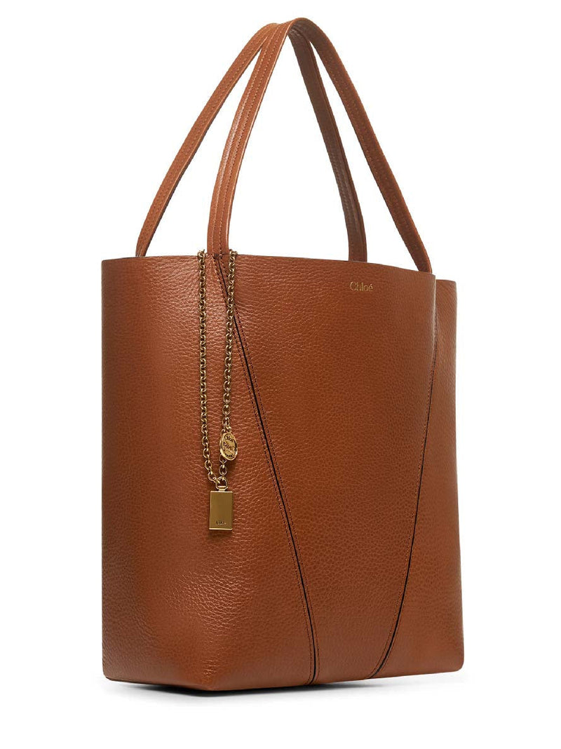 Chloé Spin Shoulder Bag — Brown Calf Leather