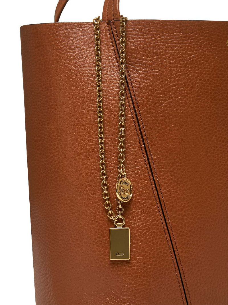 Chloé Spin Shoulder Bag — Brown Calf Leather