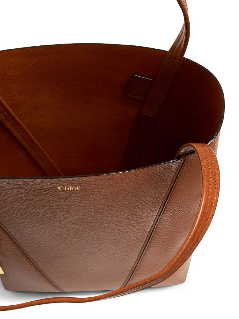 Chloé Spin Shoulder Bag — Brown Calf Leather