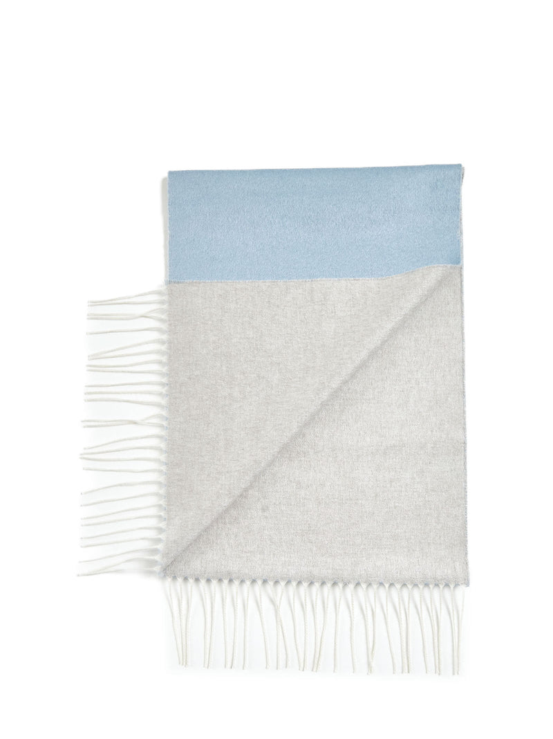 D 4.0 Fringed Silk Cashmere Scarf — Blue Scarfs