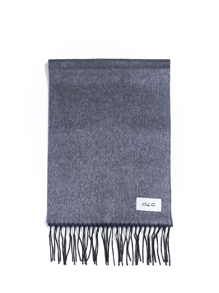 D 4.0 Silk-Cashmere Fringed Scarf — Gray Silk Cashmere Scarfs