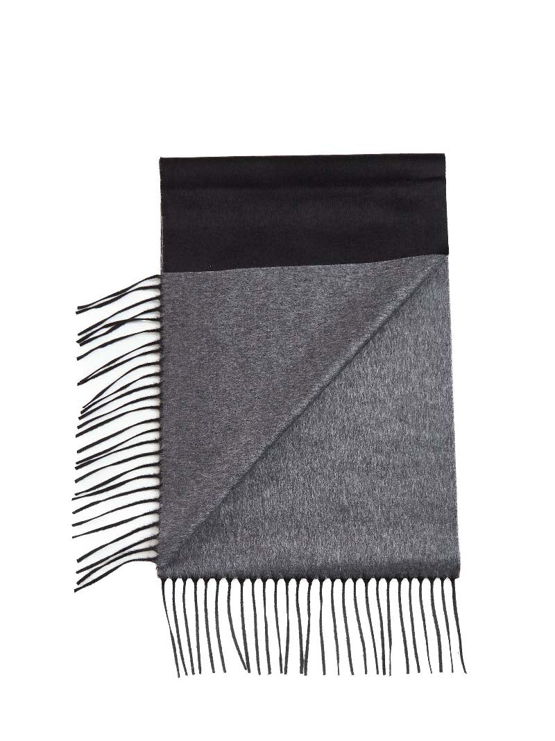 D 4.0 Silk-Cashmere Fringed Scarf — Black Silk Cashmere Scarfs