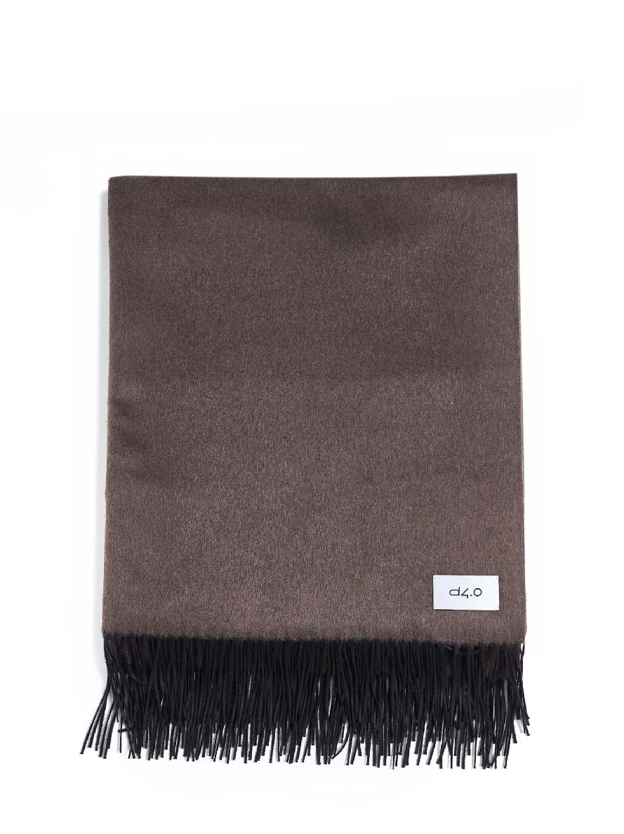 D 4.0 Fringed Cashmere-Silk Blend Shawl — Brown Cashmere / Silk Shawls