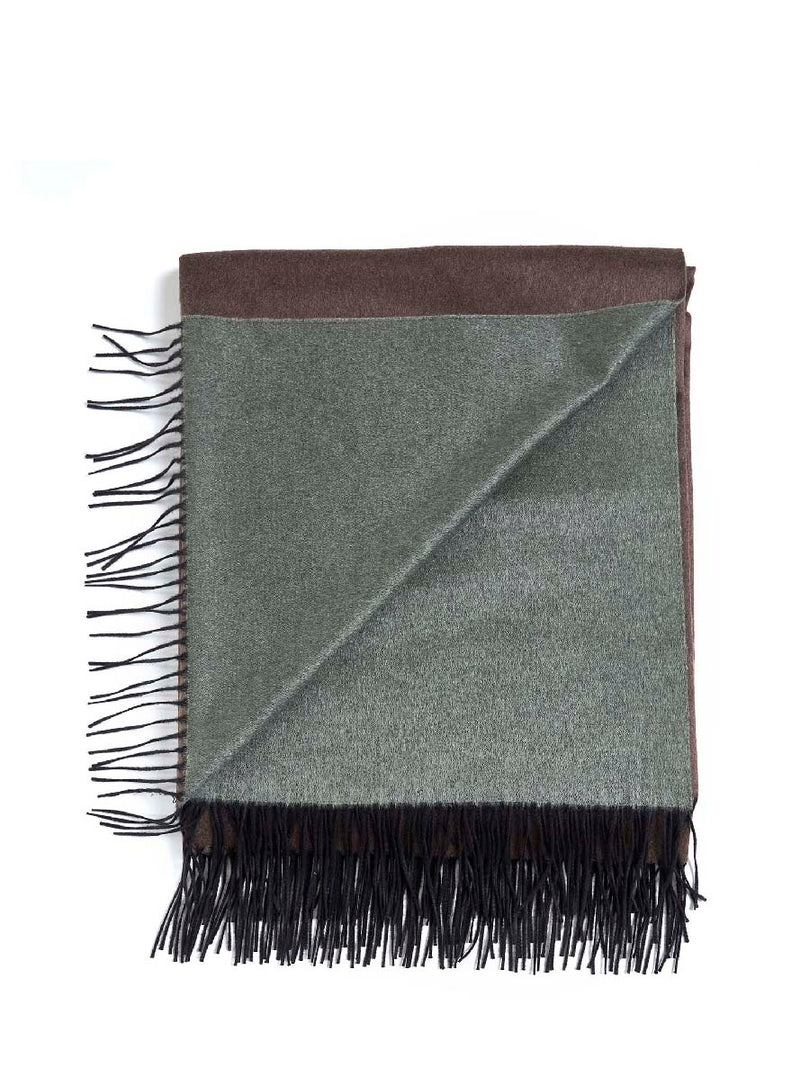 D 4.0 Fringed Cashmere-Silk Blend Shawl — Brown Cashmere / Silk Shawls