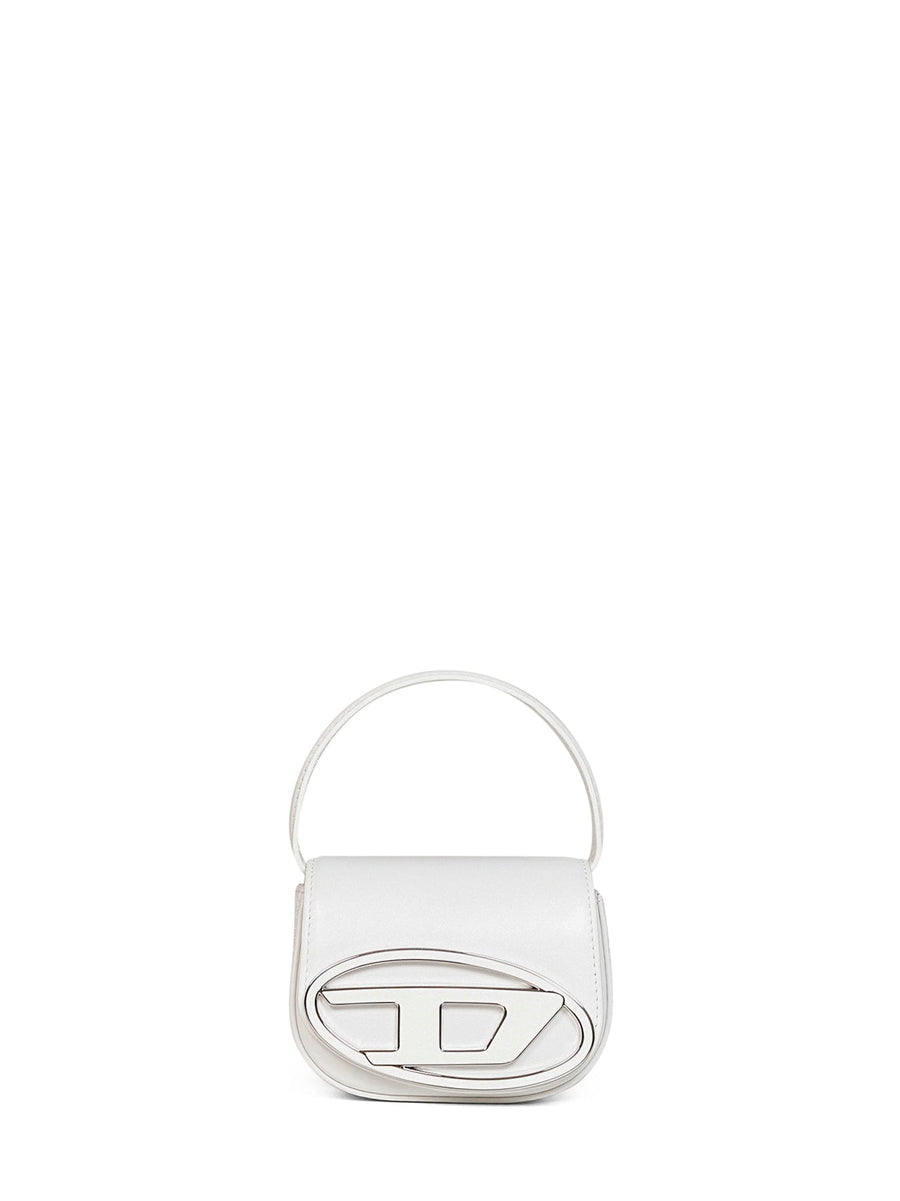 Diesel Foldover With Oval D Plaque Shoulder Bag — White Wool