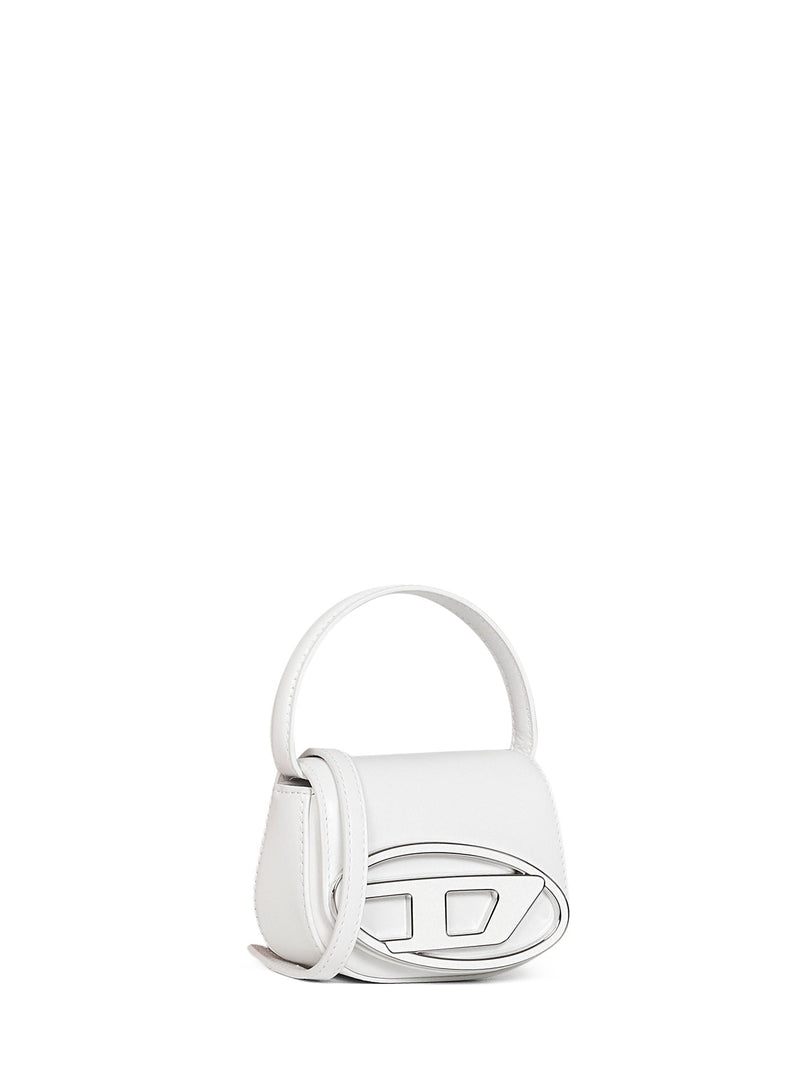 Diesel Foldover With Oval D Plaque Shoulder Bag — White Wool