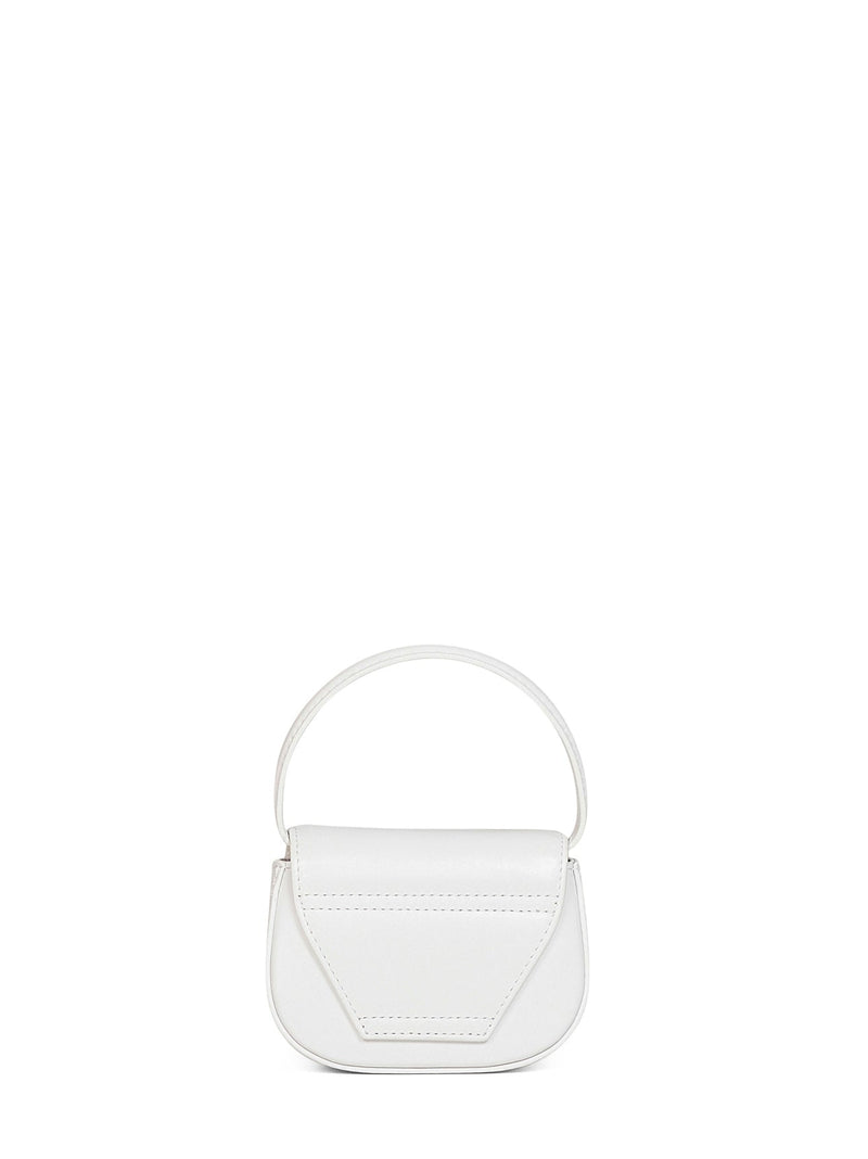 Diesel Foldover With Oval D Plaque Shoulder Bag — White Wool