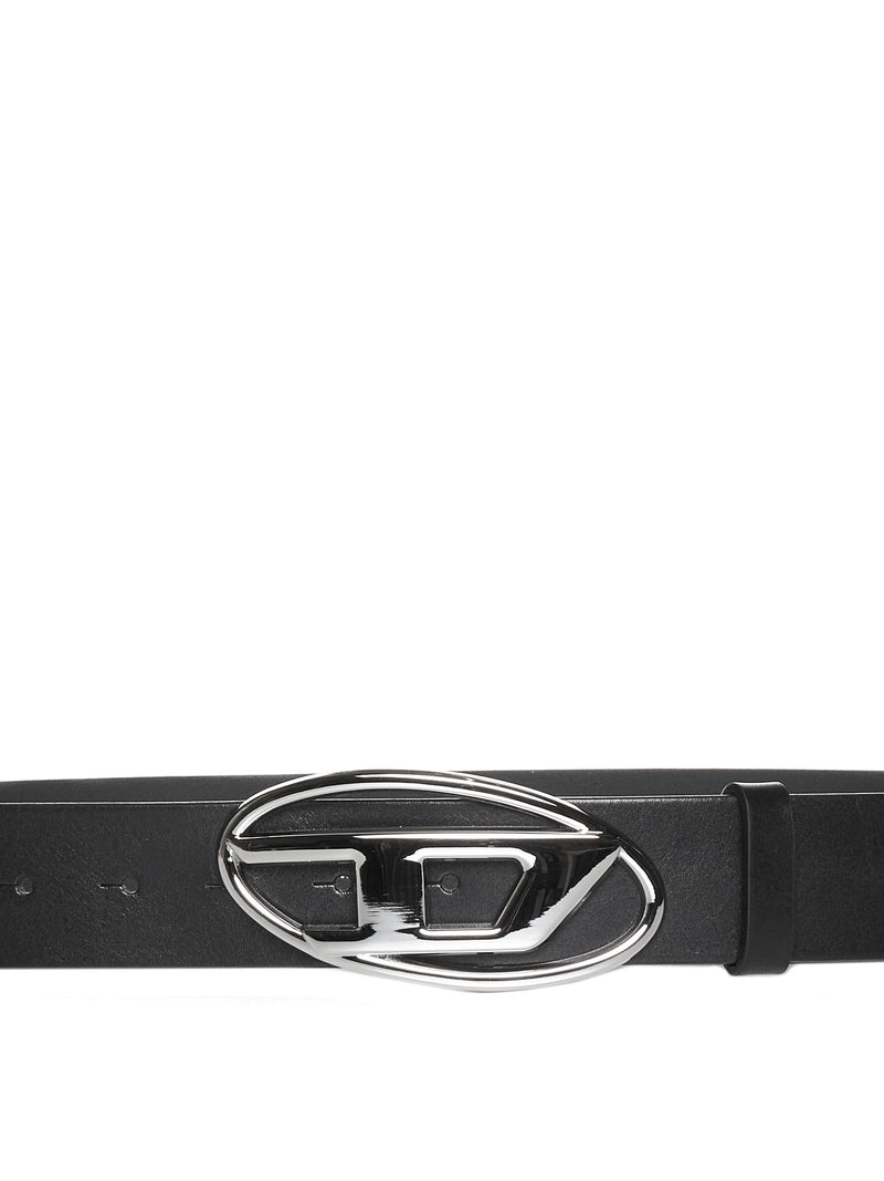 Diesel D-Logo Buckle Belt — Black Wool