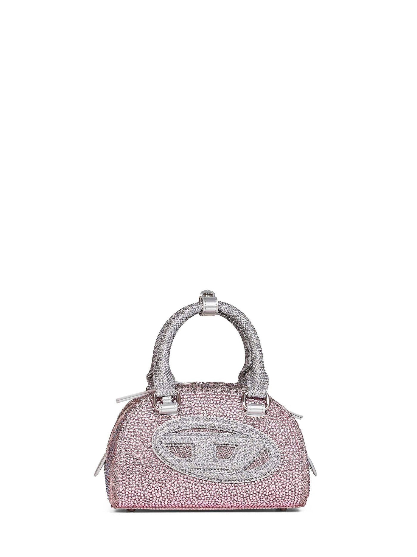 Diesel Rhinestone-Embellished Lurex Shoulder Bag — Pink Polyester