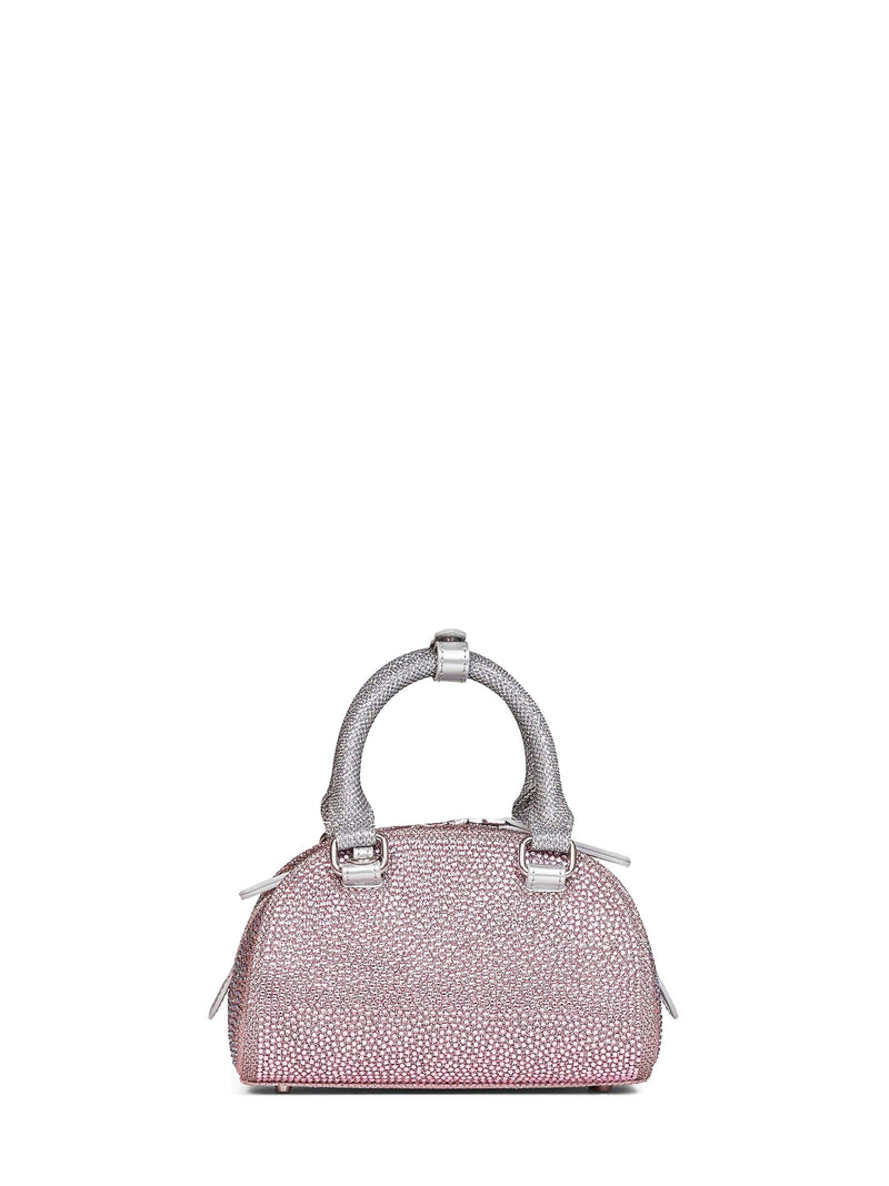 Diesel Rhinestone-Embellished Lurex Shoulder Bag — Pink Polyester