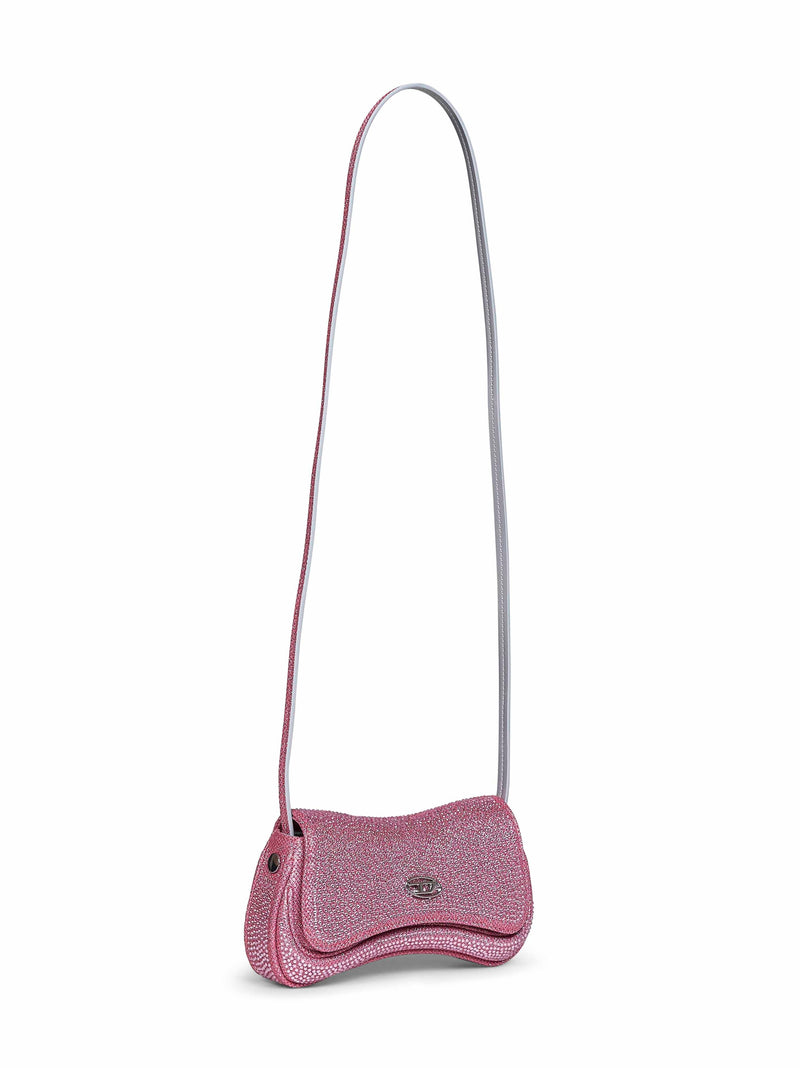 Diesel Rhinestone-Embellished Lurex Crossbody Bag — Pink Polyester