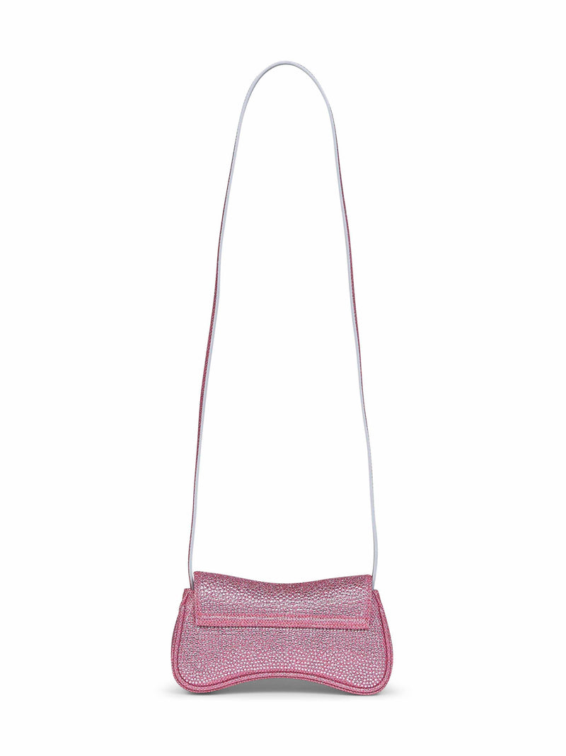 Diesel Rhinestone-Embellished Lurex Crossbody Bag — Pink Polyester