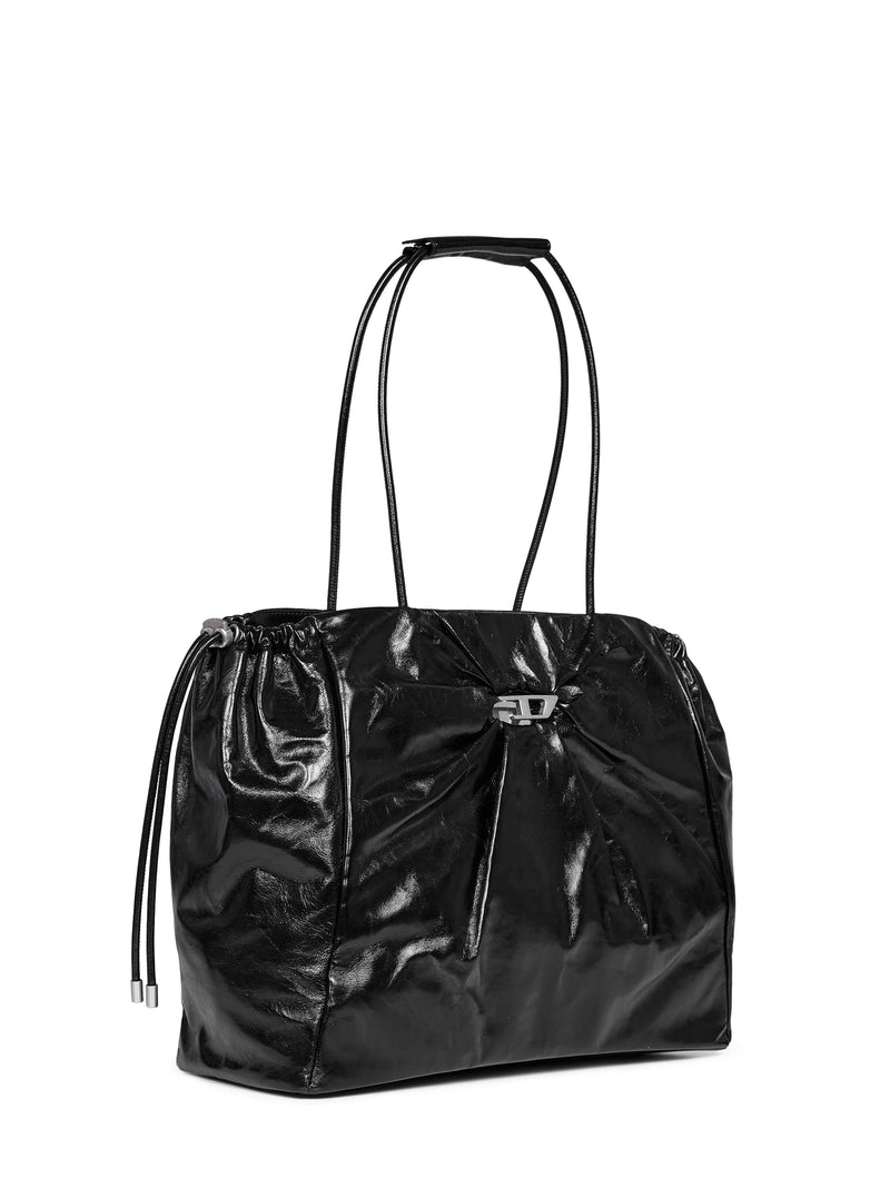 Diesel Scrunch-D Tote Bag — Black Bovine Leather