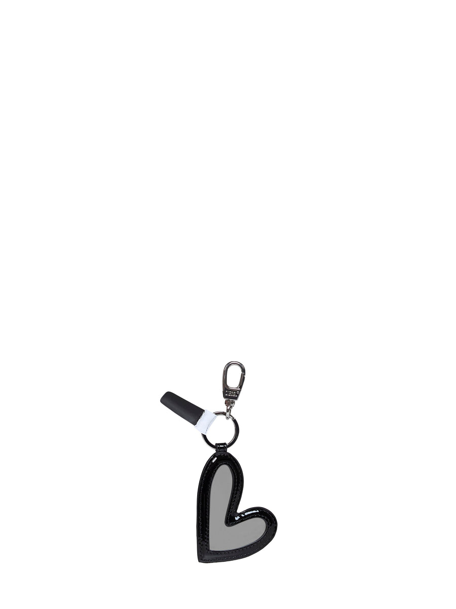 Diesel Heart-Shaped Key Case — Black Polyurethane Keychains