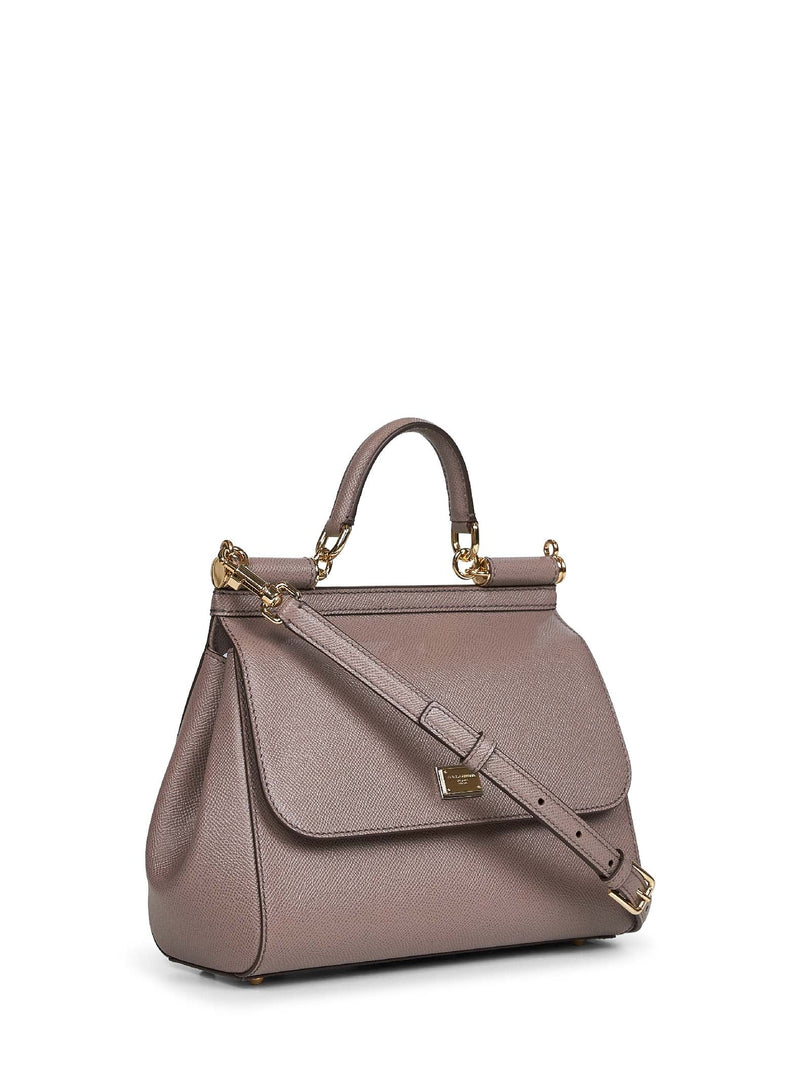 Dolce & Gabbana Sicily Top Handle Bag — Beige Calf Leather