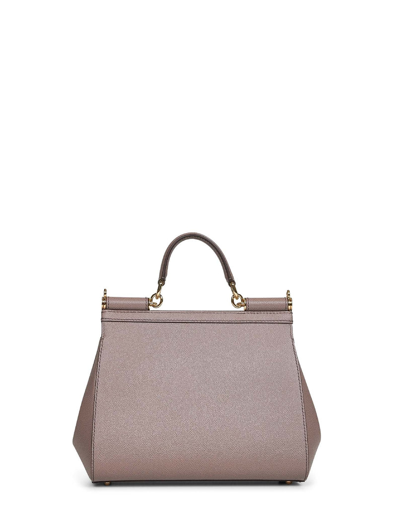 Dolce & Gabbana Sicily Top Handle Bag — Beige Calf Leather