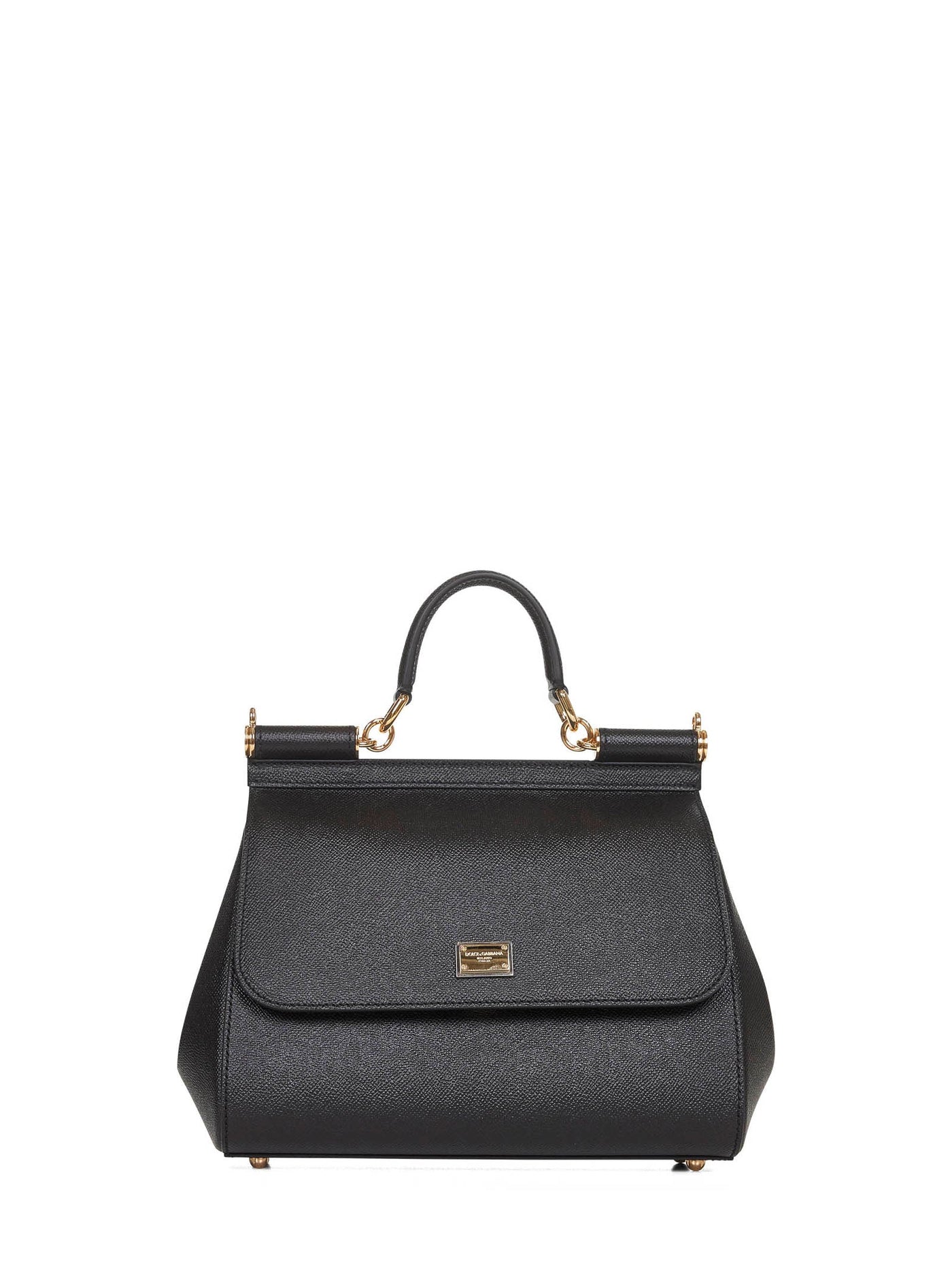 Dolce & Gabbana Sicily Top Handle Bag — Black Calf Leather
