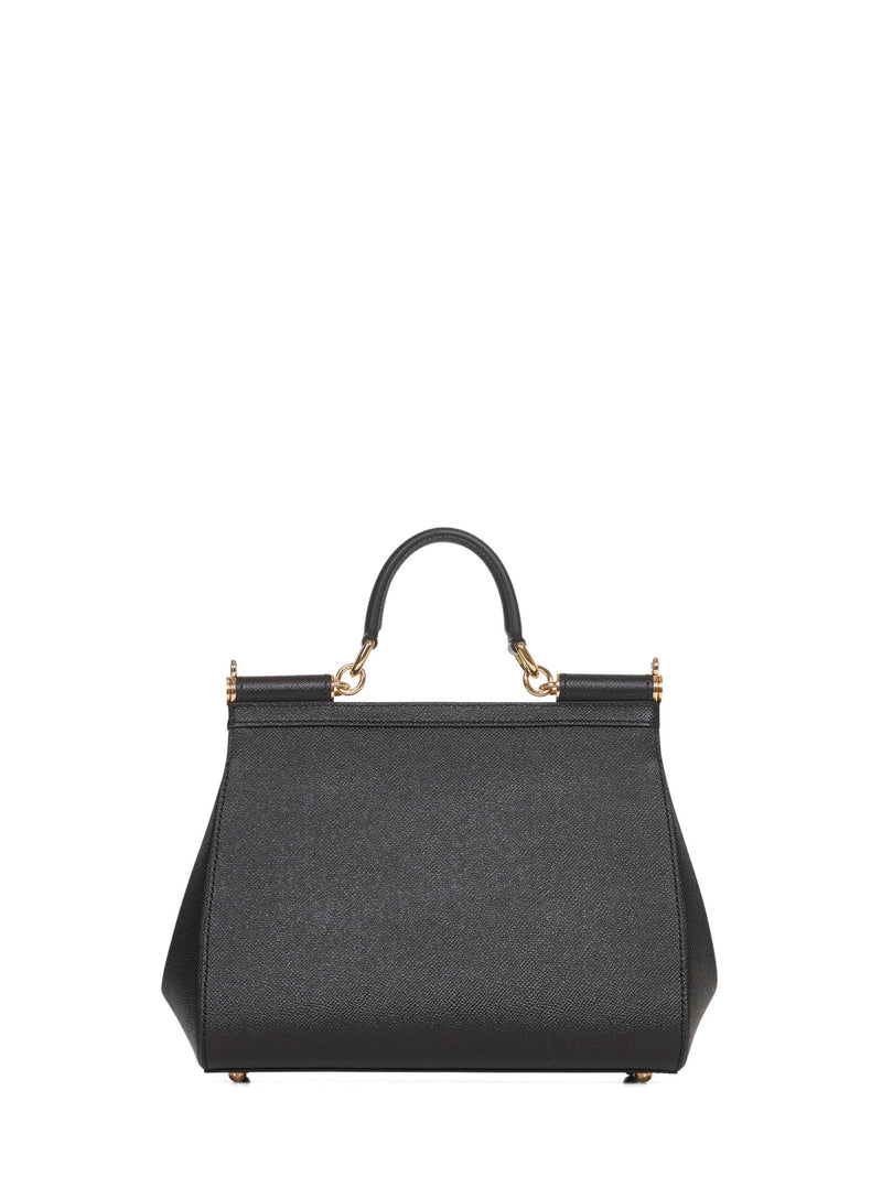 Dolce & Gabbana Sicily Top Handle Bag — Black Calf Leather