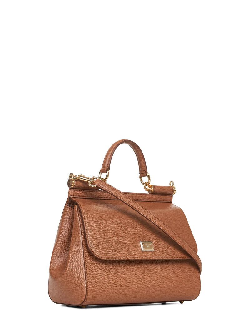 Dolce & Gabbana Sicily Top Handle Bag — Camel Calf Leather